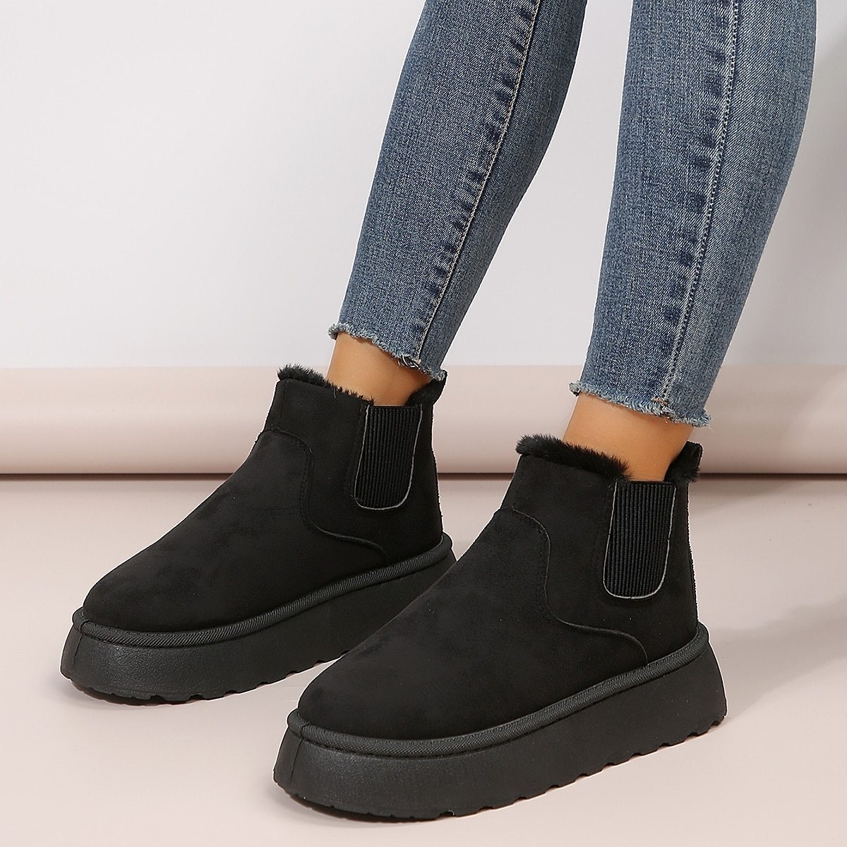 Femme Bottes Bottines Chelsea Bottes de neige Grandes Tailles Extérieur du quotidien Doublé en Polaire Elégant Décontractées Confort-Luckweek