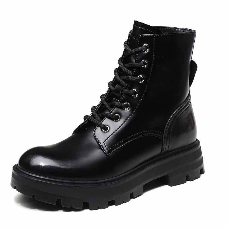Bottes d'automne en cuir véritable pour femme-Luckweek