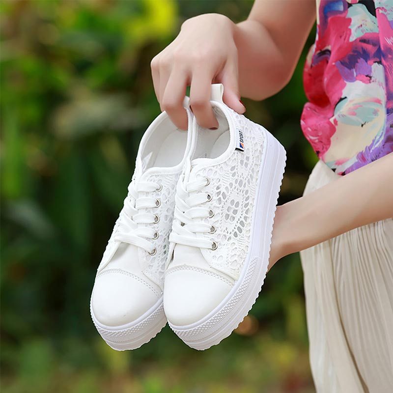 Chaussures d'été décontractées pour femmes avec découpes en toile respirante-Luckweek