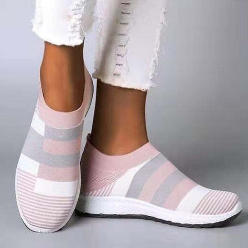 Baskets Souples Tricotées de Couleurs pour Femme-Luckweek