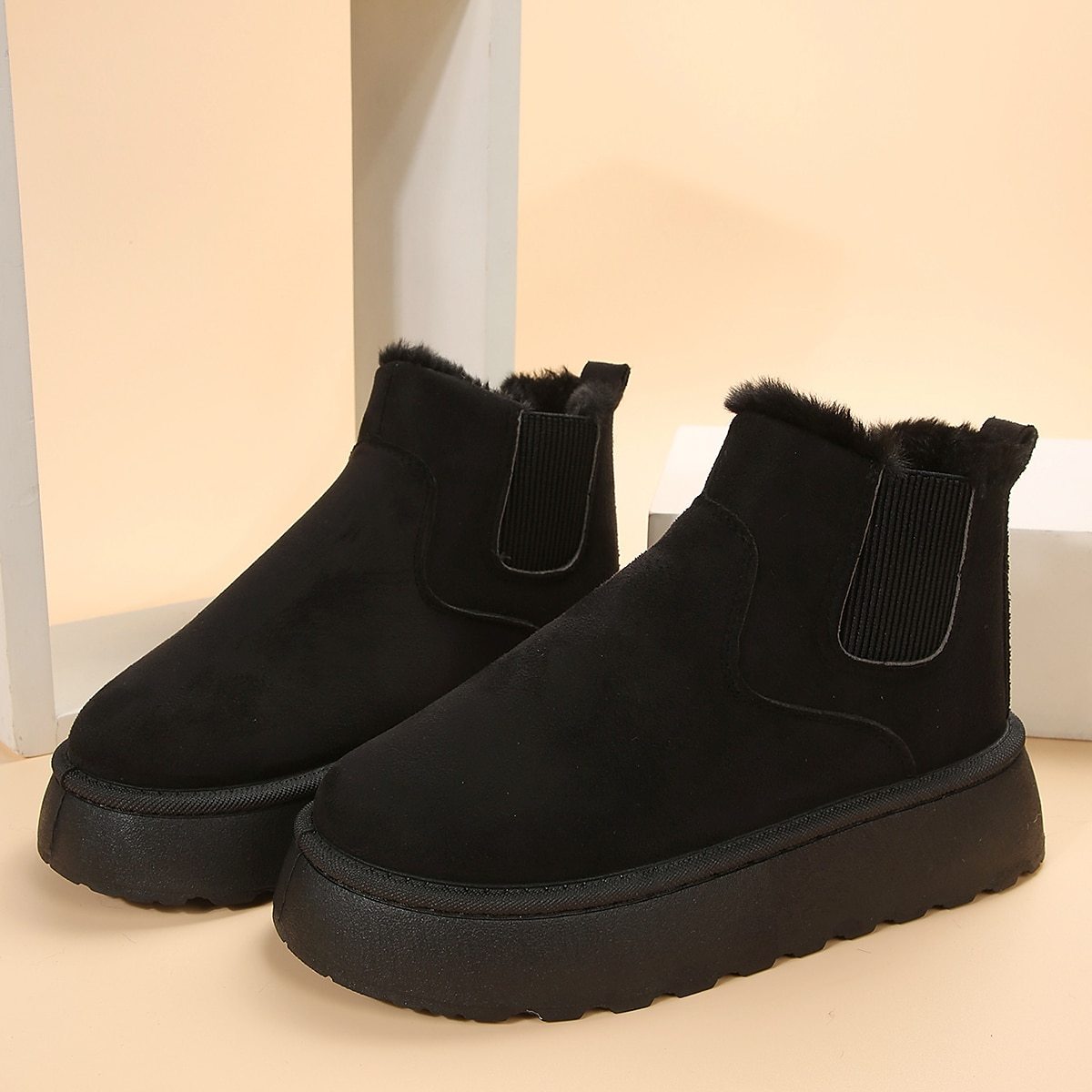 Femme Bottes Bottines Chelsea Bottes de neige Grandes Tailles Extérieur du quotidien Doublé en Polaire Elégant Décontractées Confort-Luckweek