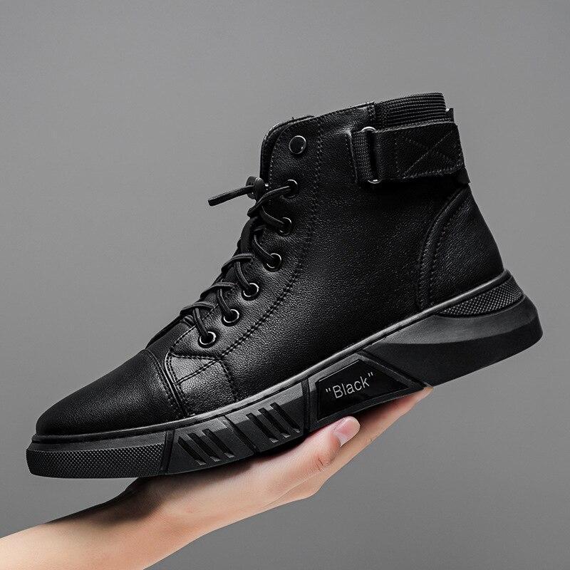 Chaussures montantes en cuir de qualité pour hommes-Luckweek