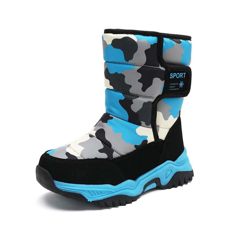 Bottes d'hiver en velours pour enfants avec doublure en coton étanche-Luckweek