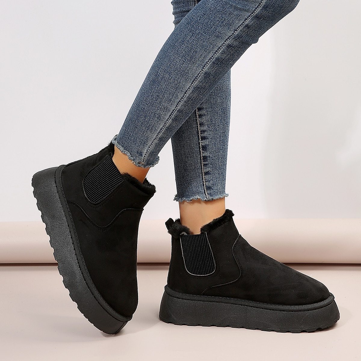 Femme Bottes Bottines Chelsea Bottes de neige Grandes Tailles Extérieur du quotidien Doublé en Polaire Elégant Décontractées Confort-Luckweek