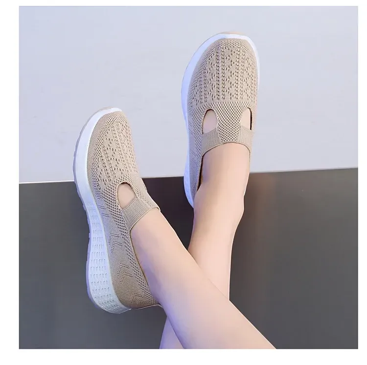 Baskets Confortable Femme,Orthopédiques De Randonnée En Plein Air Évidées Pour Femmes-Luckweek