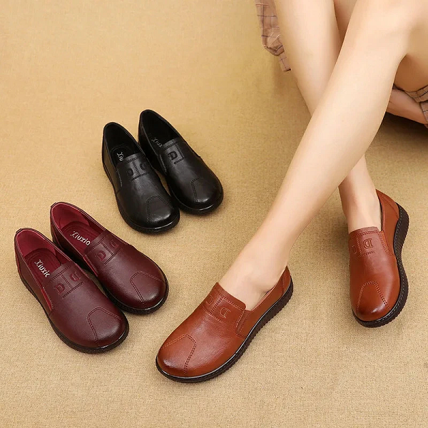 Chaussures Larges En Cuir Véritable Chaussures Décontractées Pour Femmes