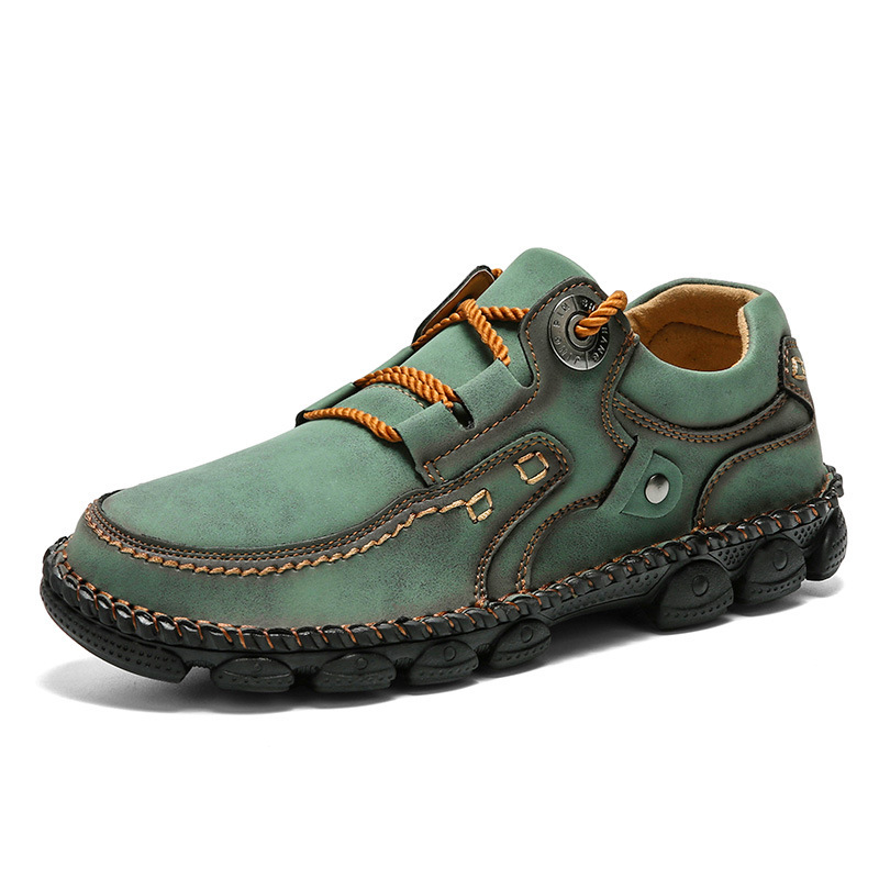 Chaussures en cuir pour hommes à semelle épaisse cousues à la main