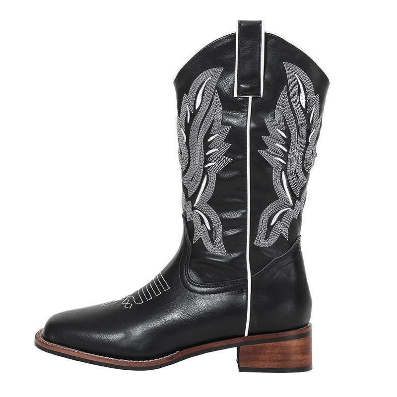 Femmes Mid-tube Cowboy Bottes