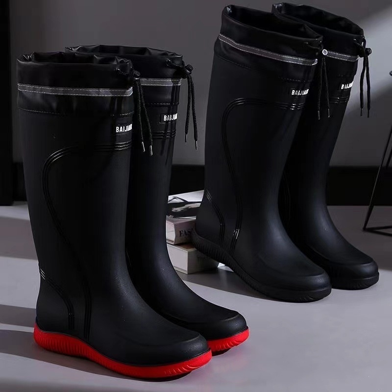 Bottes de pluie pour hommes Bottes en caoutchouc imperméables à genoux avec PVC