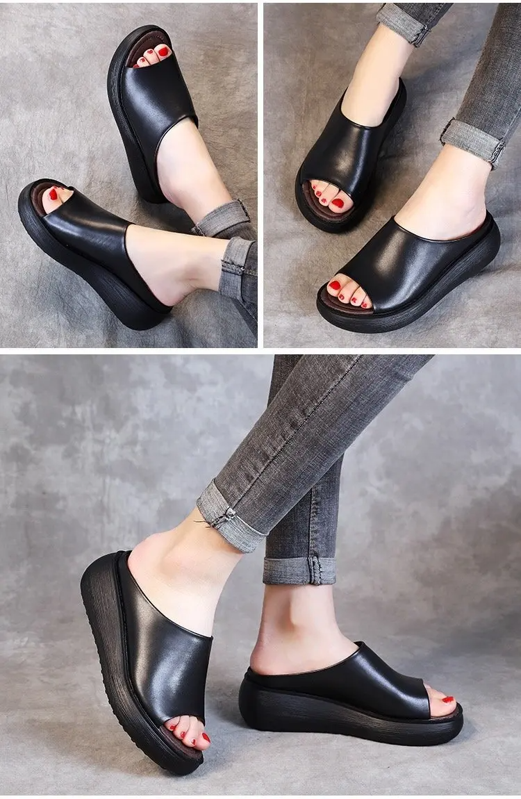 Sandales Comfort - Pantoufles Estivales en Cuir