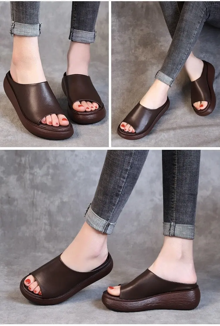 Sandales Comfort - Pantoufles Estivales en Cuir