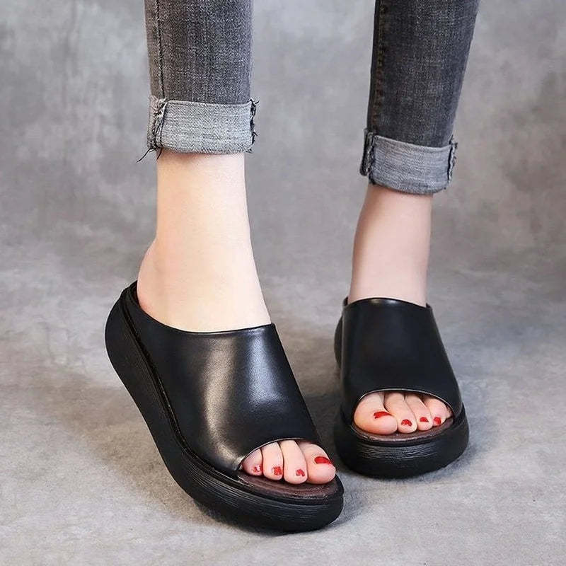 Sandales Comfort - Pantoufles Estivales en Cuir