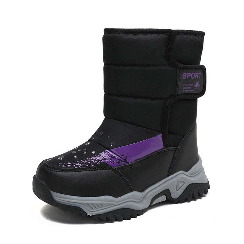 Bottes d'hiver à bout rond confortables et imperméables pour garçons et filles-Luckweek