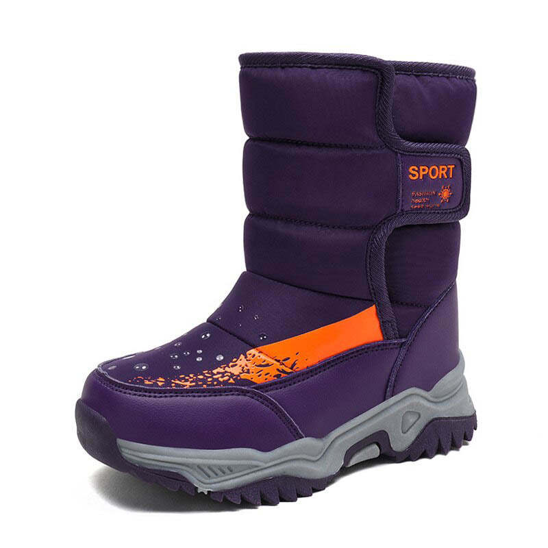 Bottes d'hiver à bout rond confortables et imperméables pour garçons et filles-Luckweek