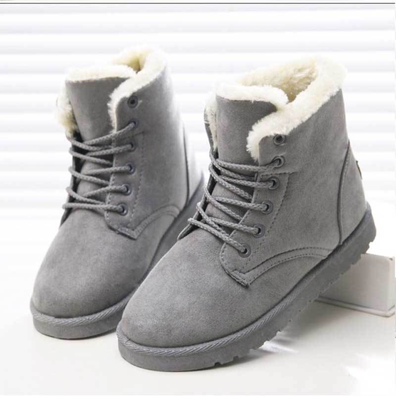 Bottes d'hiver plates et décontractées en peluche chaudes-Luckweek
