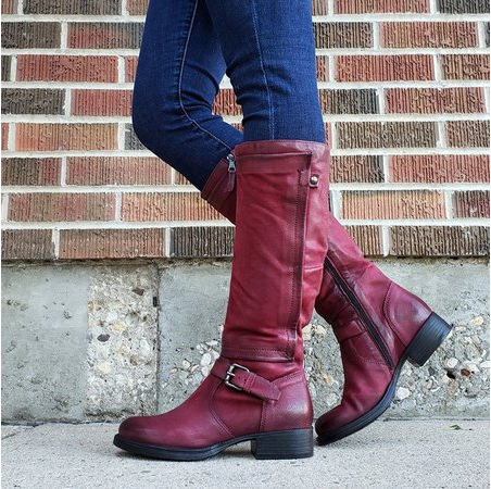Femme Bottes Cavalières Extérieur du Quotidien Bottes Marche Cuir Fermeture-Luckweek