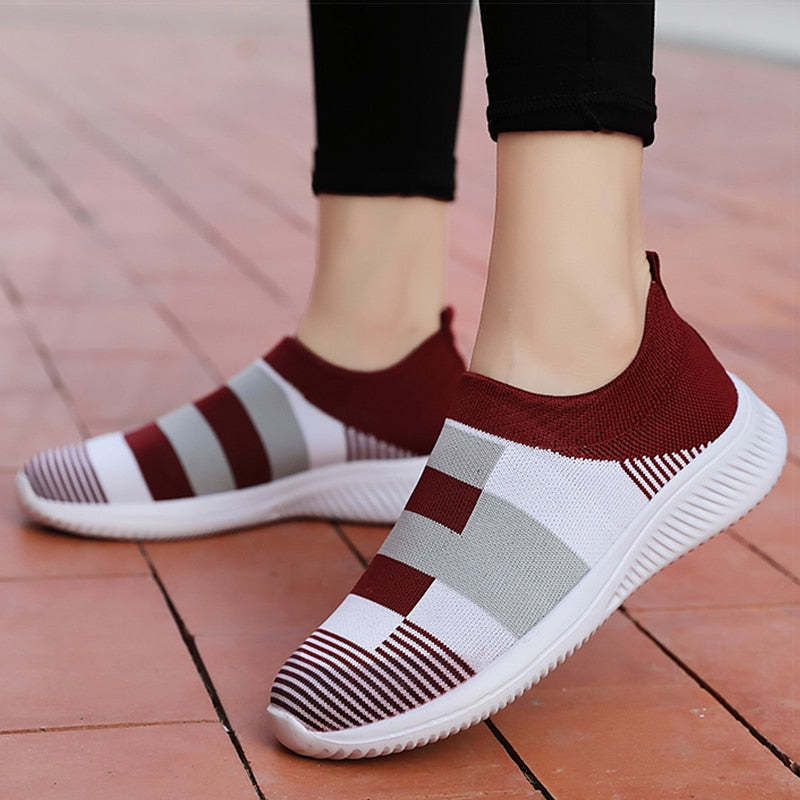 Baskets Souples Tricotées de Couleurs pour Femme-Luckweek