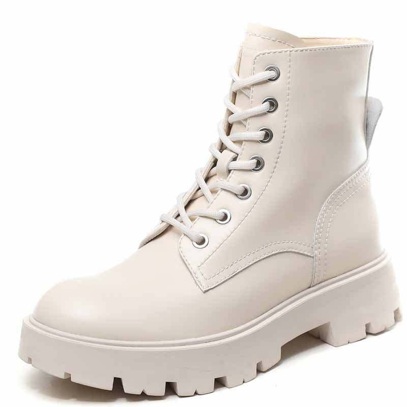 Bottes d'automne en cuir véritable pour femme-Luckweek