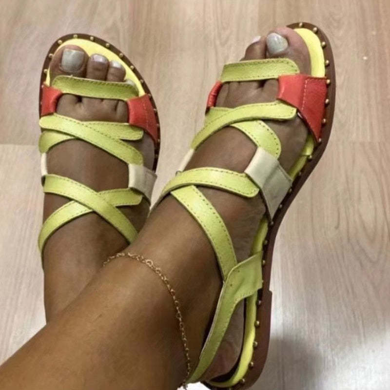 Sandales de gladiateur en cuir PU pour femmes - Amex-Luckweek