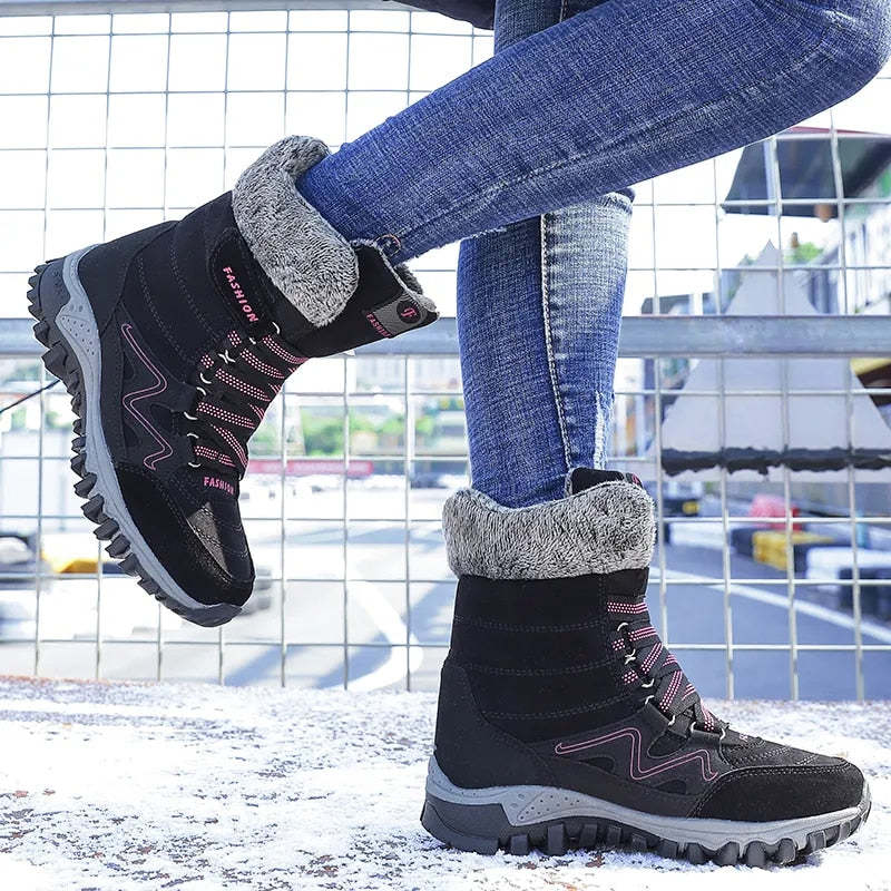 Bottes de Neige d'hiver for Femmes Chaussures mi-Mollet Chaudes