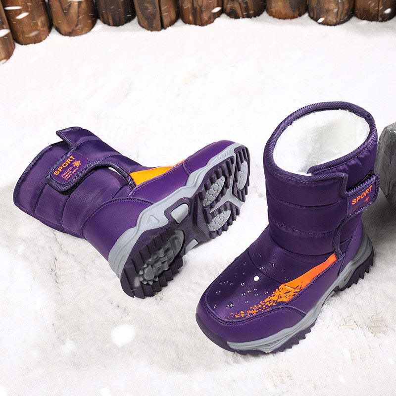 Bottes d'hiver à bout rond confortables et imperméables pour garçons et filles-Luckweek
