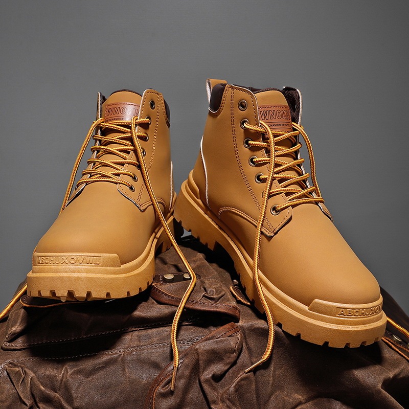 Homme Bottes Bottes de travail Marche Rétro Vintage Décontractées Athlétique Polyuréthane Bottine Demi Botte Lacet Noir Marron Automne-Luckweek