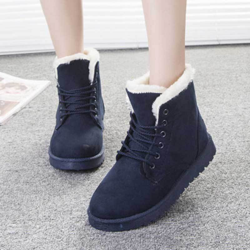 Bottes d'hiver plates et décontractées en peluche chaudes-Luckweek
