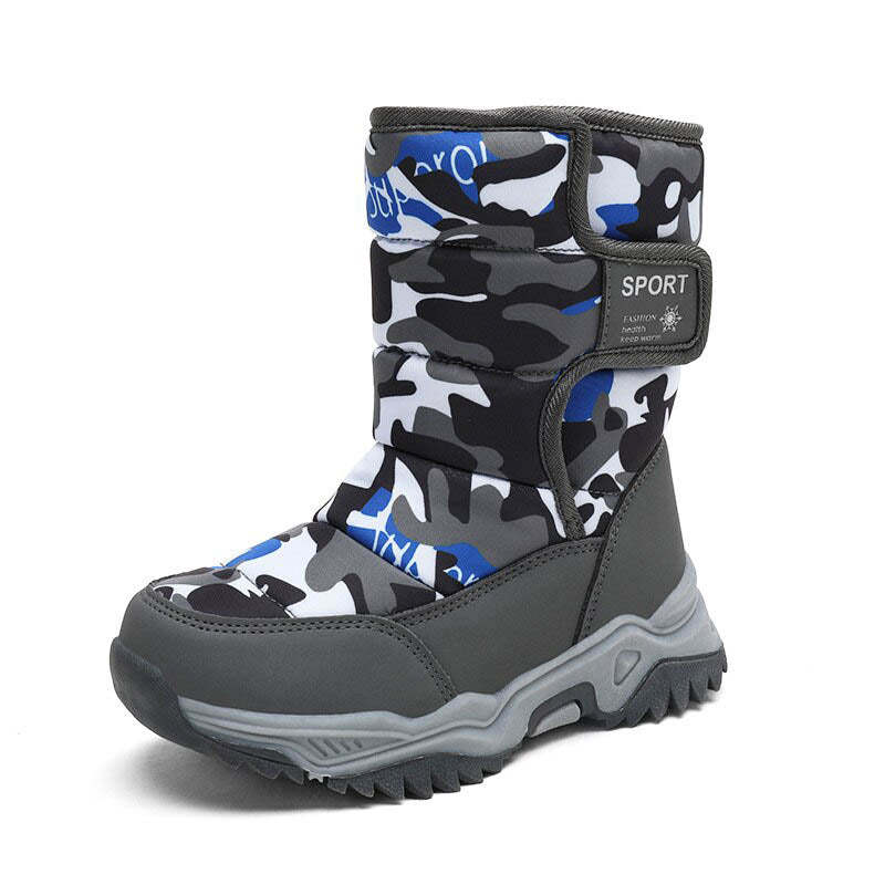 Bottes d'hiver en velours pour enfants avec doublure en coton étanche-Luckweek