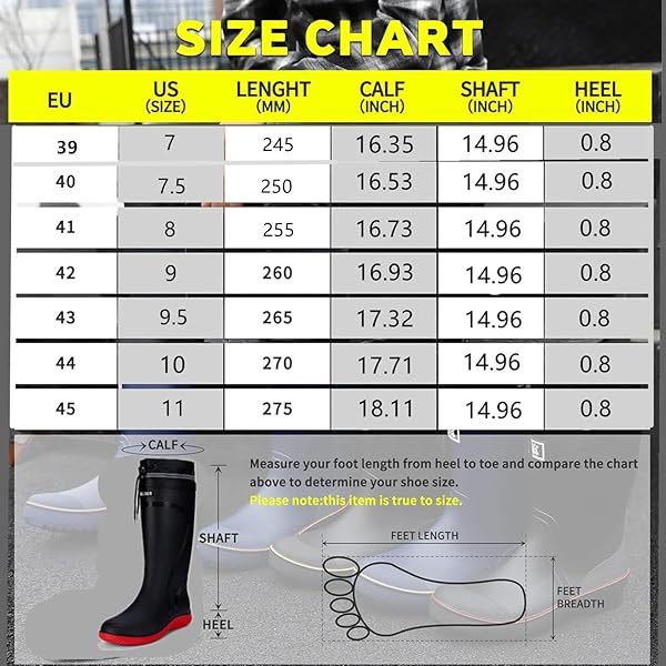Bottes de pluie pour hommes Bottes en caoutchouc imperméables à genoux avec PVC