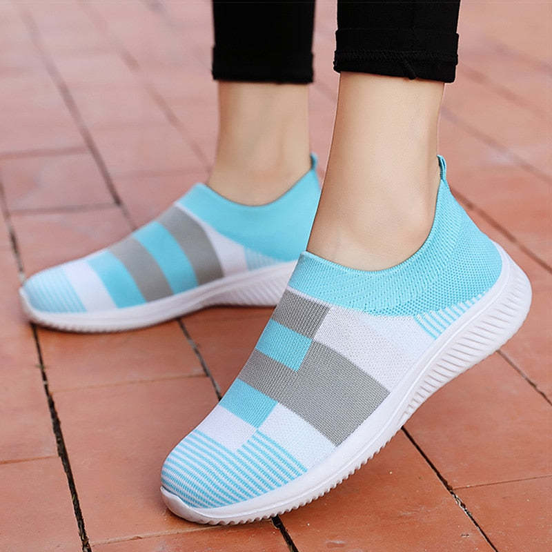 Baskets Souples Tricotées de Couleurs pour Femme-Luckweek
