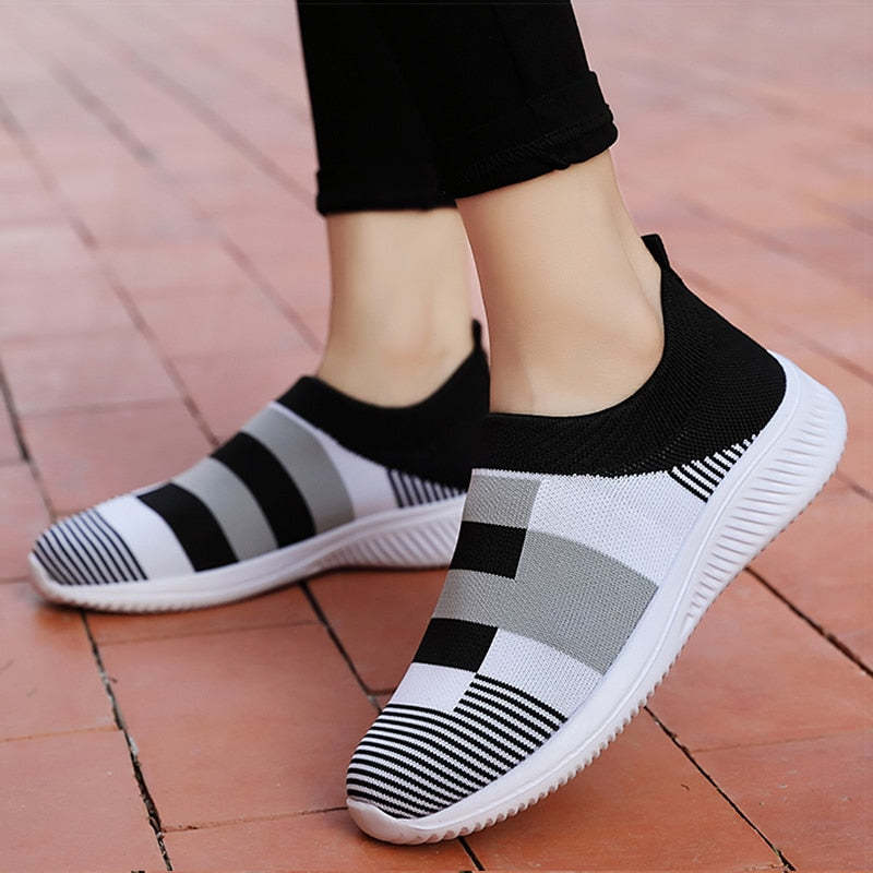 Baskets Souples Tricotées de Couleurs pour Femme-Luckweek