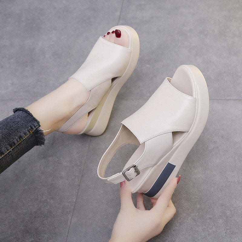 Sandales à talons compensés orthopédiques-Luckweek
