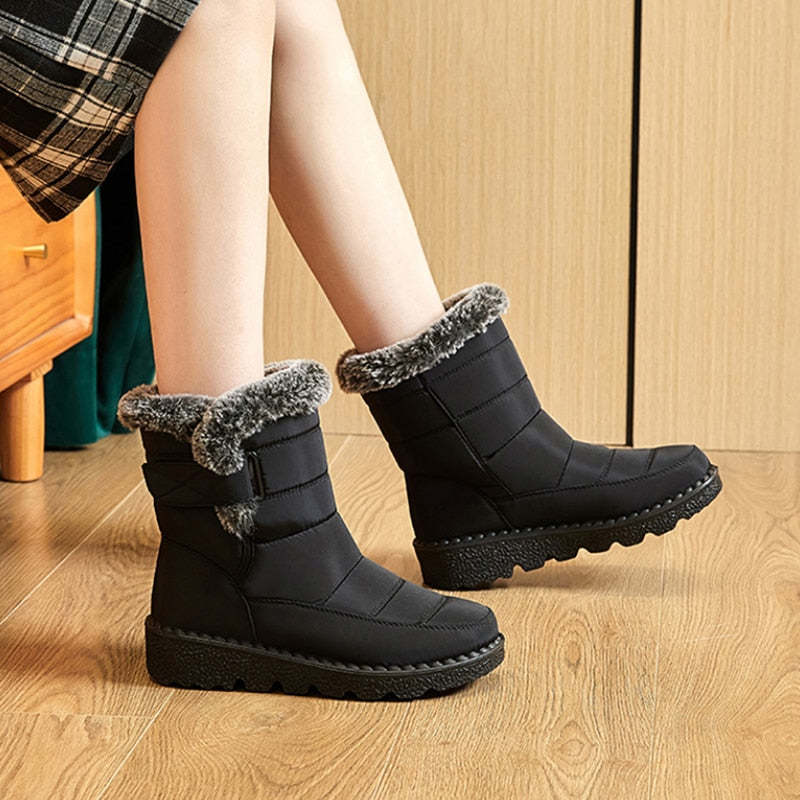 Bottes hautes imperméables en peluche collection hiver-Luckweek