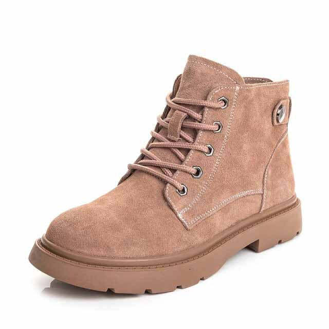 Bottes d'automne en cuir véritable pour femme-Luckweek