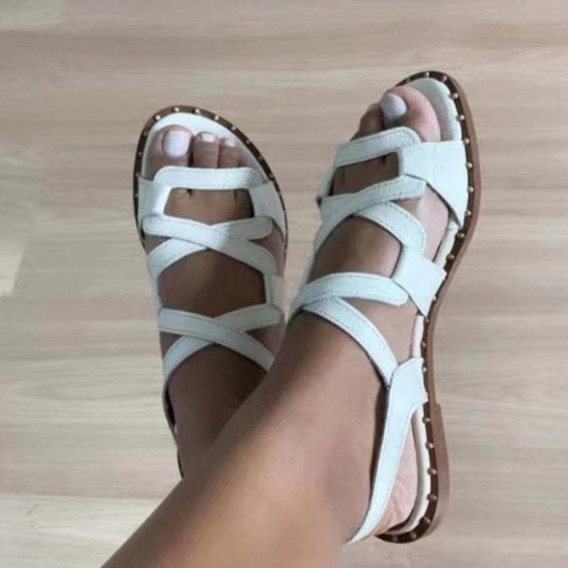 Sandales de gladiateur en cuir PU pour femmes - Amex-Luckweek