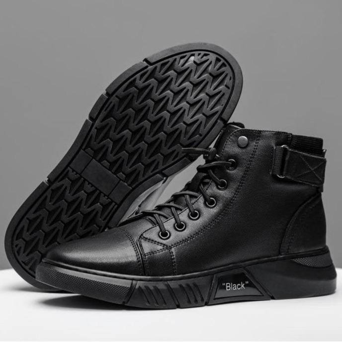 Chaussures montantes en cuir de qualité pour hommes-Luckweek
