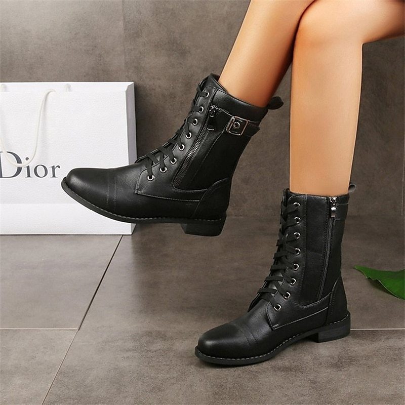 Femme Bottes Bottes Grandes Tailles Extérieur du quotidien Bottes Mode Minimalisme Faux Cuir-Luckweek