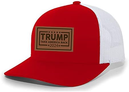  2024 Embroidered Leather Patch Trucker Snapback Hat-MakeAmericaGreatAgain