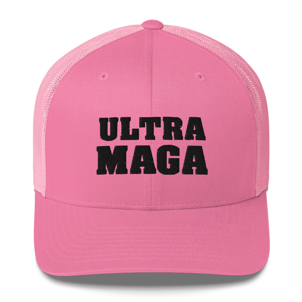 Embroidered Ultra MAGA Trucker Cap Pink or White-MakeAmericaGreatAgain