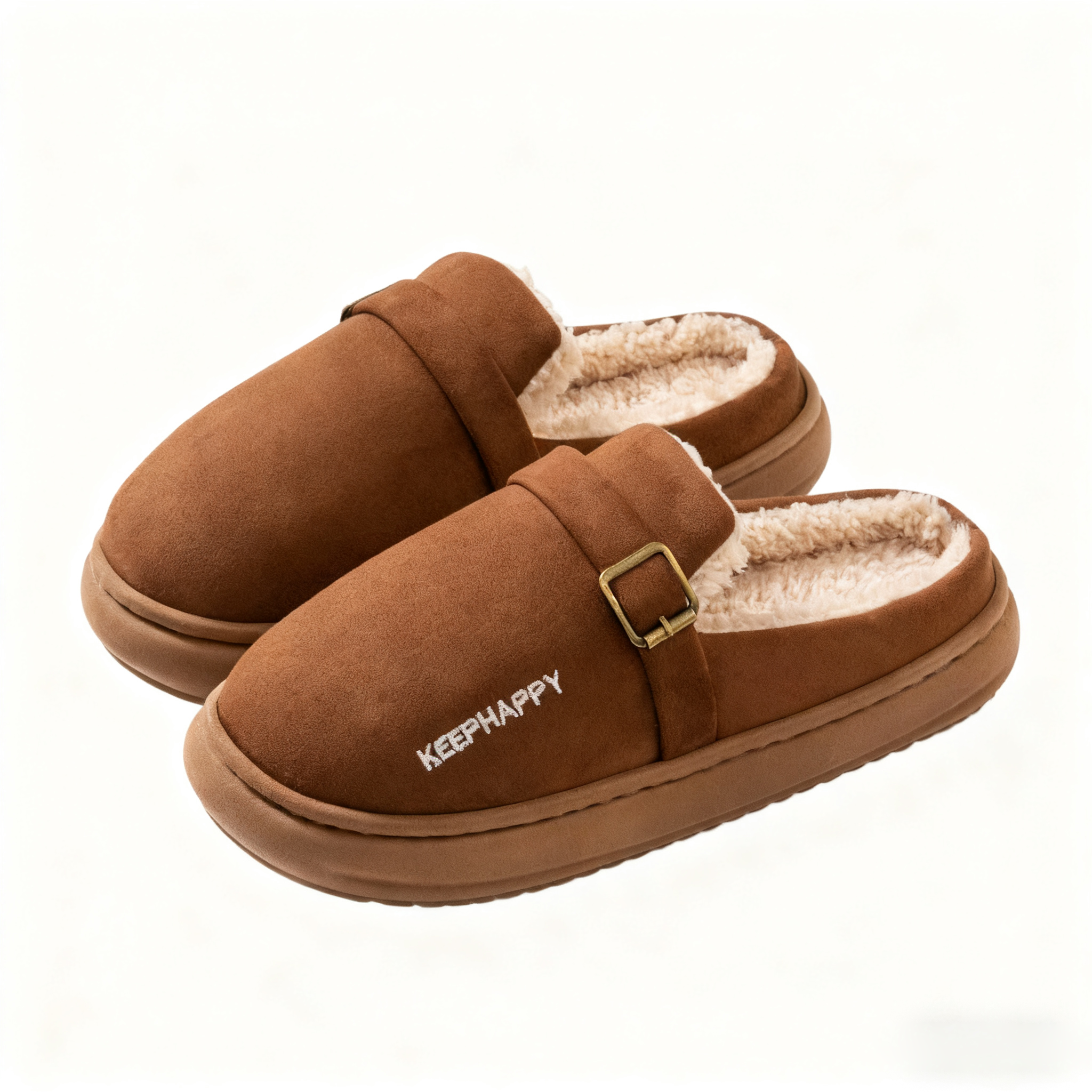 Men's and Women's Winter Thick-Soled Non-Slip Fleece Slippers for Home Use