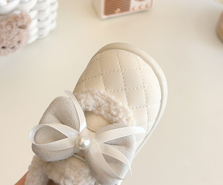 Girls' Fleece-Lined Princess Shoes for Autumn and Winter