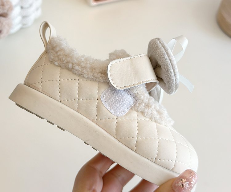Girls' Fleece-Lined Princess Shoes for Autumn and Winter