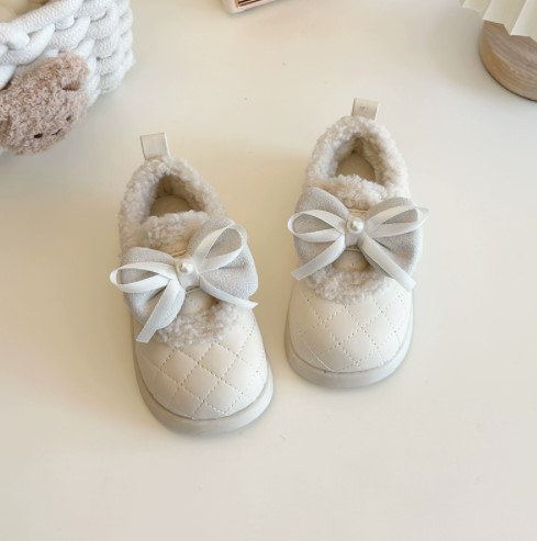 Girls' Fleece-Lined Princess Shoes for Autumn and Winter