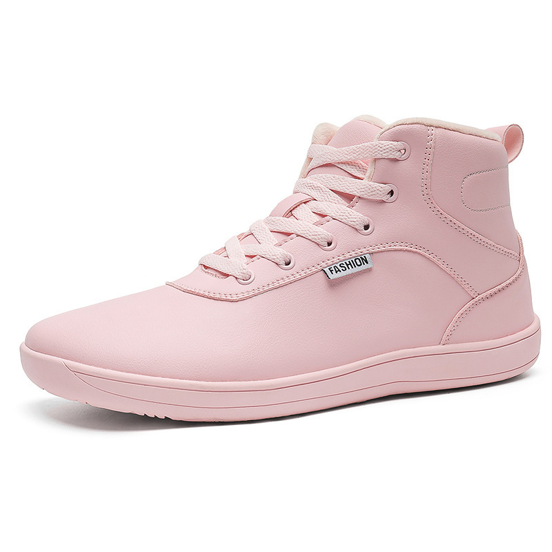 Unisex wide-toe, fleece-lined high-top barefoot shoes