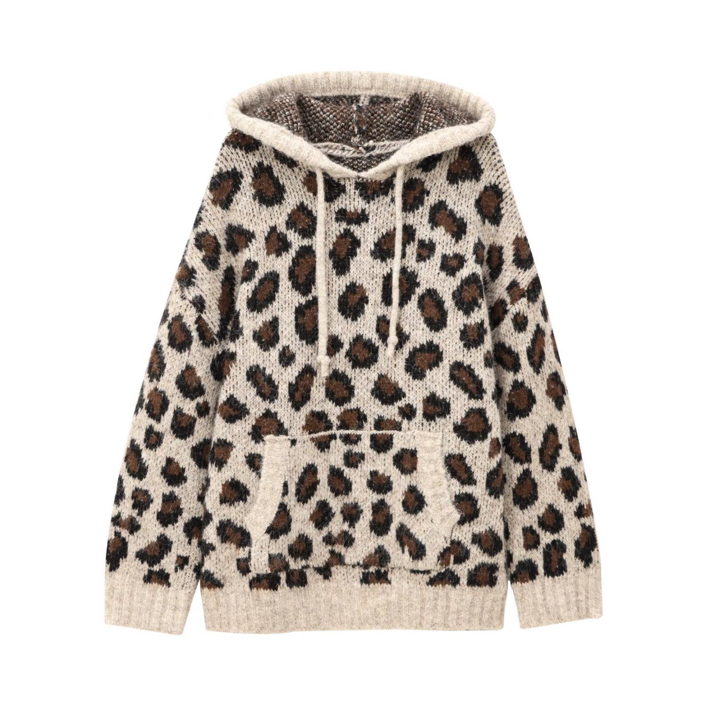 Retro oversized leopard print knit jumper