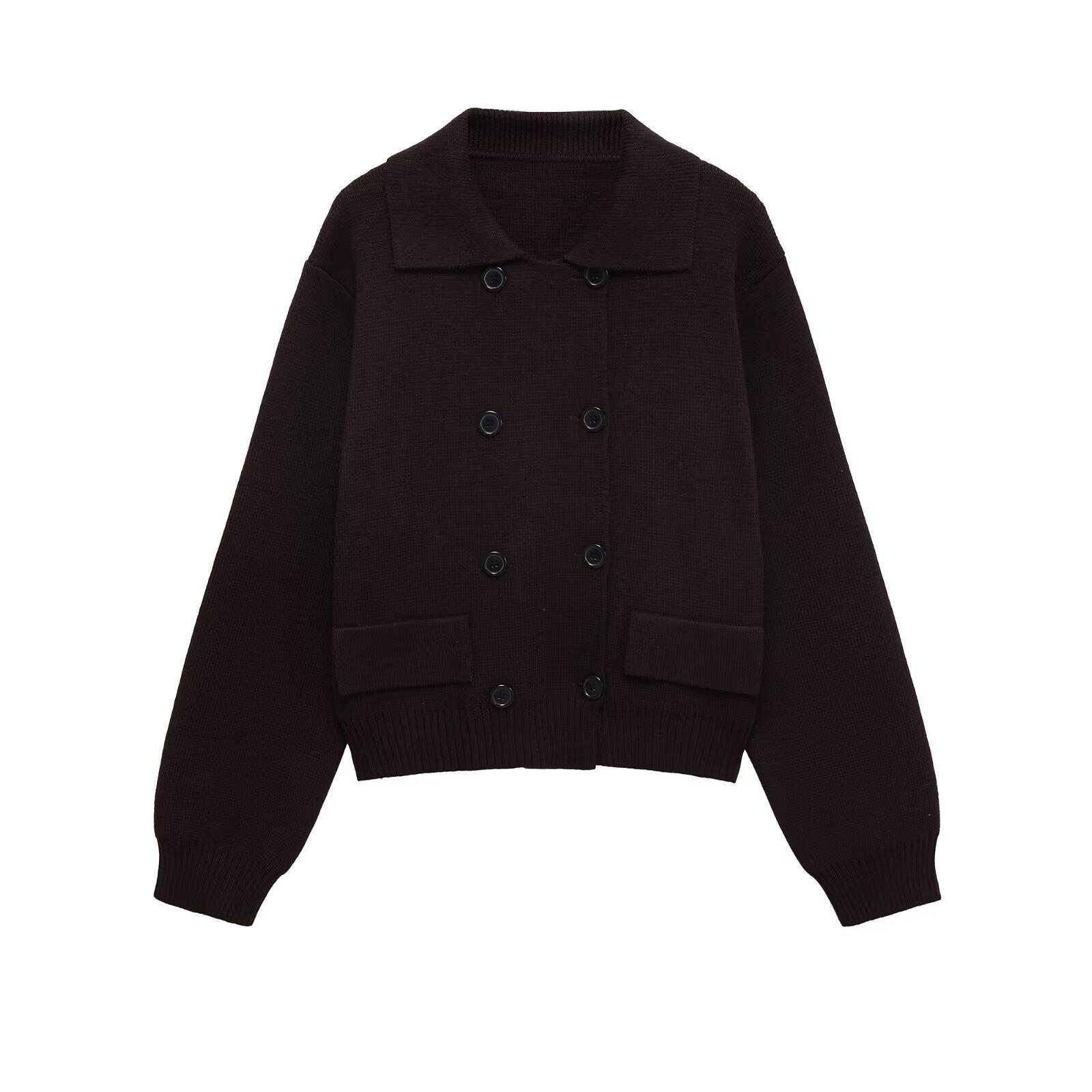 Double-breasted knitted jumper