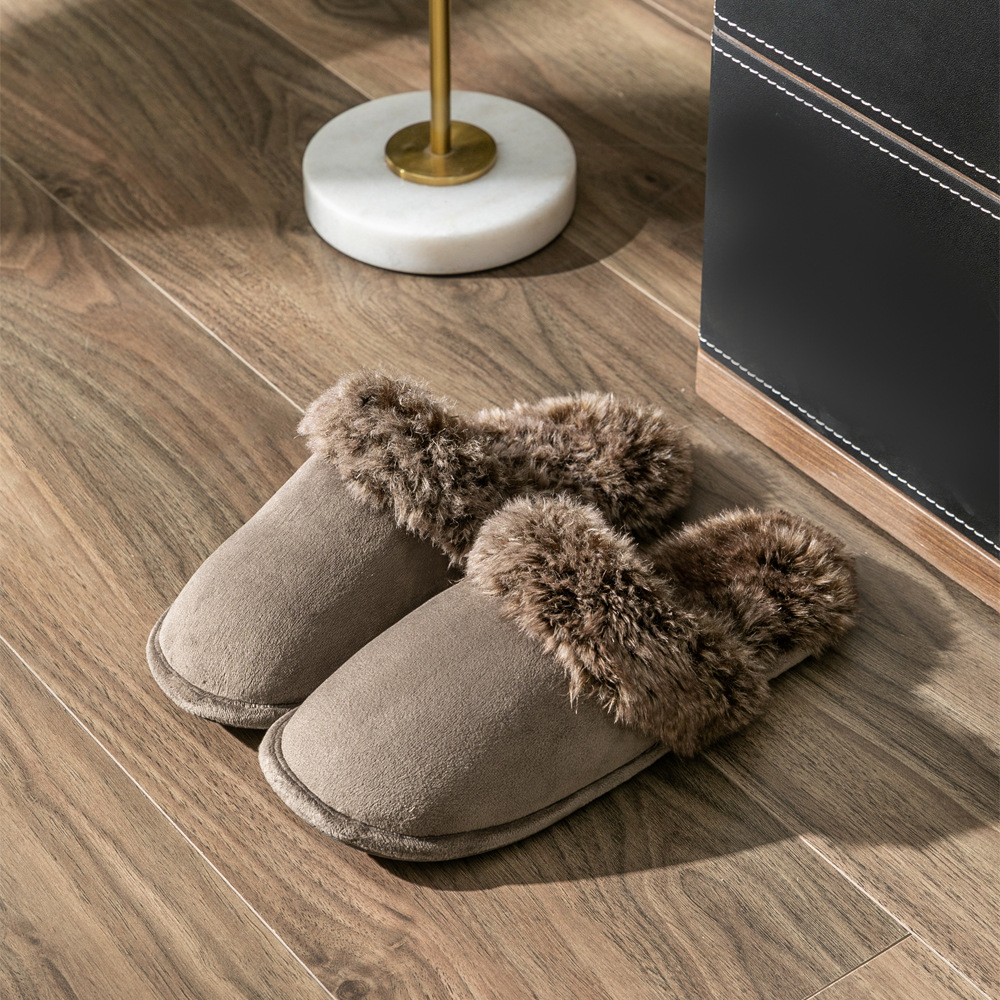 Solid-Color Warm Cotton Slippers for Men and Women