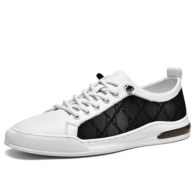 Men's Korean-style genuine leather low-top trainers