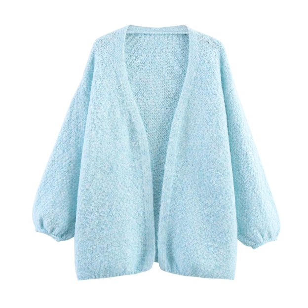 Versatile Solid-Color V-Neck Long-Sleeve Minimalist Buttonless Knit Cardigan