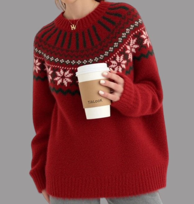 Retro Oversized Jacquard Christmas Fair Isle Sweater